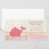 Pink Dolphin Baby Girls 1e verjaardag Partij nodig (Voorkant / Achterkant)