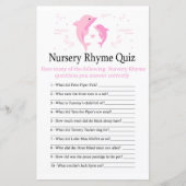 Pink Dolphin Nursery Rhyme Quiz baby shower game (Voorkant)