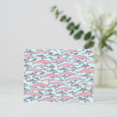 Pink Dolphin Pattern Briefkaart (Staand voorkant)