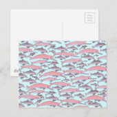 Pink Dolphin Pattern Briefkaart (Voorkant / Achterkant)