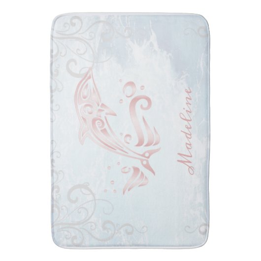 Pink Dolphin Personalized Bath Mat (Voorkant Verticaal)