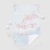 Pink Dolphin Personalized Golf Towel Golfhanddoek (Insitu)