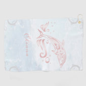 Pink Dolphin Personalized Golf Towel Golfhanddoek (Horizontaal)
