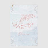 Pink Dolphin Personalized Golf Towel Golfhanddoek (Voorkant)