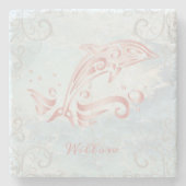 Pink Dolphin Personalized Stone Onderzetter (Voorkant)