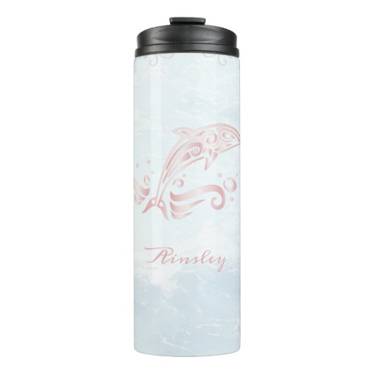 Pink Dolphin Personalized Thermal Tumbler Thermosbeker (Voorkant)