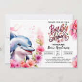 Pink Dolphin Splash Baby shower Kaart (Voorkant)