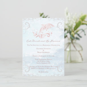 Pink Dolphin Wedding Rehearsal Dinner Invitation Kaart