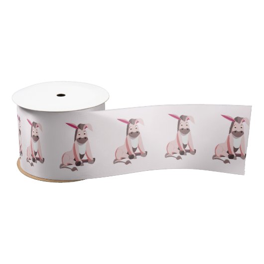 Pink Donkey Funny Ribbon Satijnen Lint (Spoel)