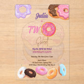 Pink Donut 2e verjaardag Acryl Uitnodigingen (Voorkant)