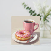 Pink Donut and Coffee | Keeping in Touch Kaart (Staand voorkant)