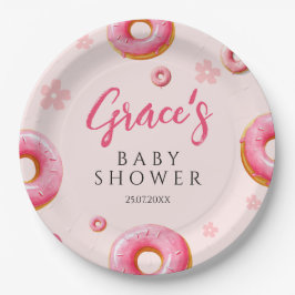 Pink Donut Baby shower Party Borden Papieren Bordje