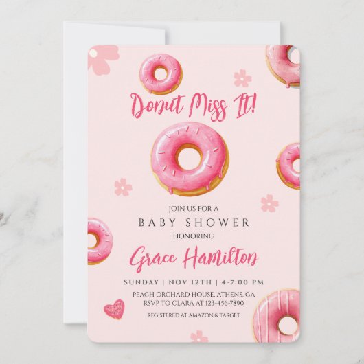 Pink Donut Baby shower voor meisjes Kaart (Voorkant)