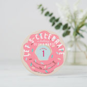PINK DONUT BIRTHDAY INVITATIE KAART (Staand voorkant)