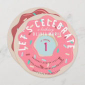 PINK DONUT BIRTHDAY INVITATIE KAART (Voorkant / Achterkant)