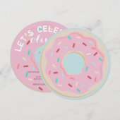 PINK DONUT BIRTHDAY INVITATIE KAART (Voorkant / Achterkant)