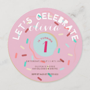 PINK DONUT BIRTHDAY INVITATIE KAART