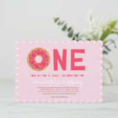 PINK DONUT BIRTHDAY INVITATIE KAART (Staand voorkant)