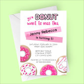 Pink Donut Birthday Invitation Kaart