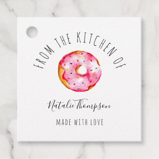 Pink Donut From the Kitchen of Baking Homemade Bedankjes Labels (Voorkant)