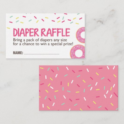 Pink Donut Luier Raffle Ticket Informatiekaartje (Voorkant / Achterkant)