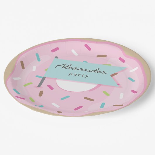 PINK DONUT PAPIEREN BORDJE (Gekanteld)