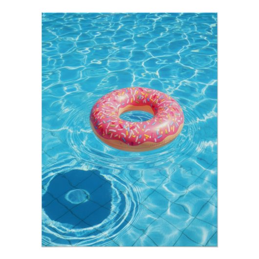 Pink Donut Pool Float in Crystal Blue Water Perfect Poster (Voorkant)