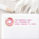 Pink Donut Sprinkle Retouradres Sticker (Insitu)