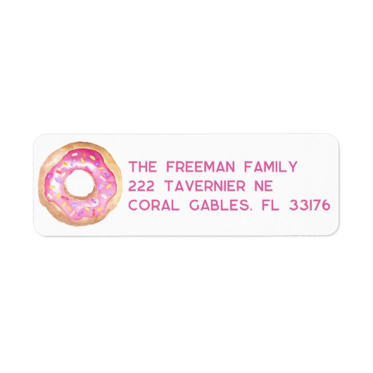 Pink Donut Sprinkle Retouradres Sticker (Voorkant)