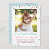 PINK DONUT SPRINKLES BIRTHDAY INVITATION KAART (Voorkant / Achterkant)