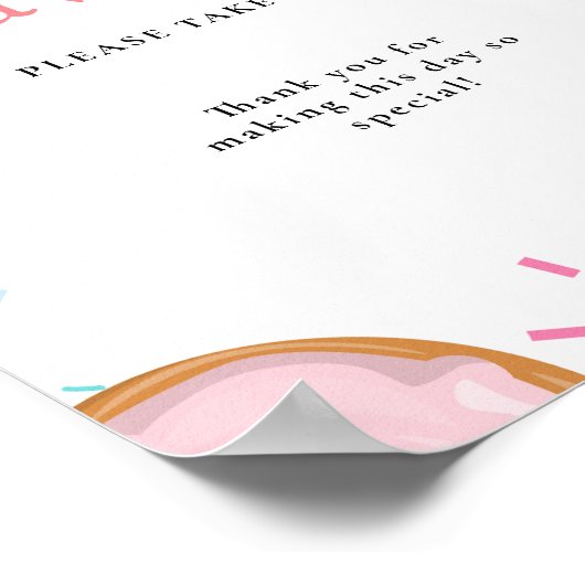 Pink Donut SPrinkles Favors Baby shower Sign Poster (Hoek)