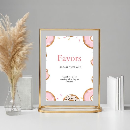 Pink Donut SPrinkles Favors Baby shower Sign Poster