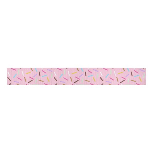 Pink Donut Sprinkles Print Ribbon Grosgrain Lint (Voorkant)
