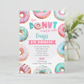 Pink Donut Verjaardag Nodig je Donut wilt missen Kaart (Staand voorkant)