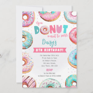 Pink Donut Verjaardag Nodig je Donut wilt missen Kaart
