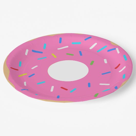 Pink Donut With Sprinkles Papieren Bordje (Gekanteld)