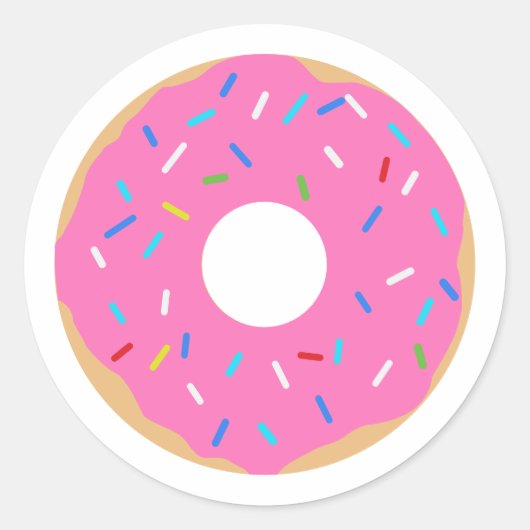 Pink Donut With Sprinkles Ronde Sticker (Voorkant)