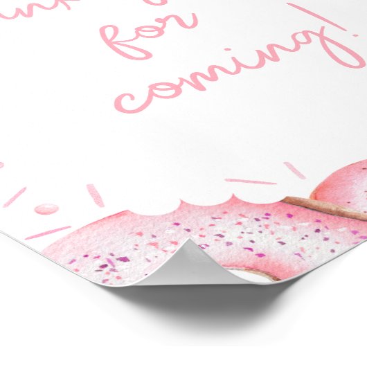 Pink Donuts and Diapers Baby Bedankt voor uw komst Poster (Hoek)