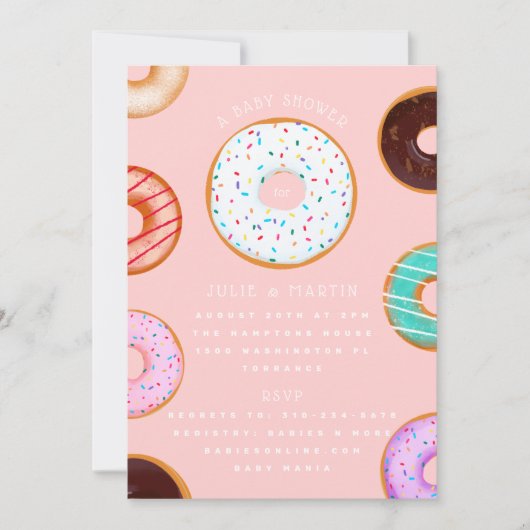 Pink Donuts-Baby shower Kaart (Voorkant)