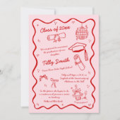 Pink Doodle Afstuderen Aankondiging Meisje 4 Foto' (Voorkant)