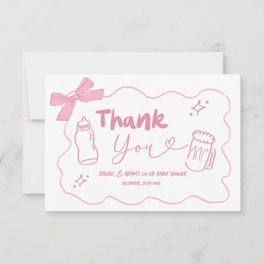 Pink Doodle Baby is Brouwen Bedankt Card (Voorkant)