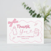 Pink Doodle Baby is Brouwen Bedankt Card (Staand voorkant)