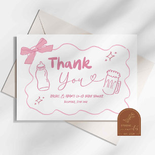 Pink Doodle Baby is Brouwen Bedankt Card