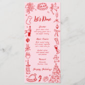 Pink Doodle Christmas Menu Quirky Fun Holiday Menu (Voorkant)