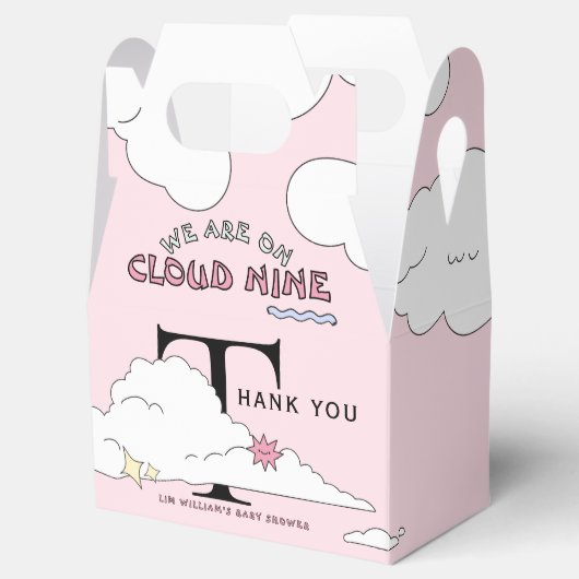 Pink Doodle Cloud Nine Baby shower Bedankdoosjes (Geopend)