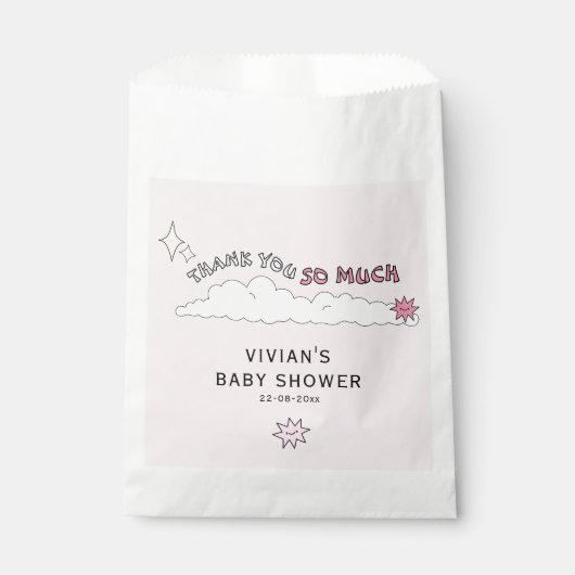 Pink Doodle Fun Cloud Baby shower Bedankzakje (Voorkant)
