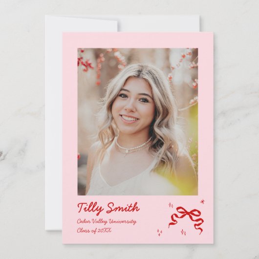 Pink Doodle Graduation Party Uitnodiging grillig (Achterkant)