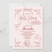 Pink Doodle Toys Bow Baby shower Kaart (Voorkant)