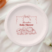 Pink Doodle Toys Bow Baby shower Papieren Bordje