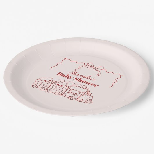 Pink Doodle Toys Bow Baby shower Papieren Bordje (Gekanteld)